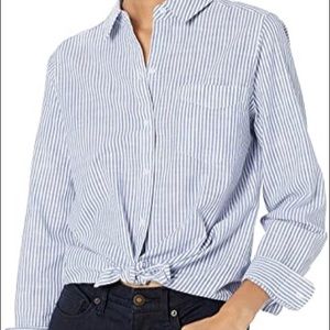 Striped Denim Long Sleeve button-up light washed